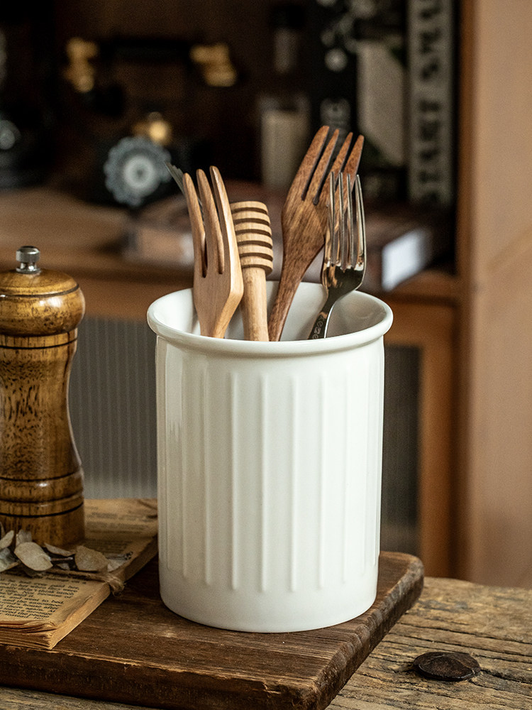 Commercial Kitchen Knife Holder - Tempat Peralatan Makan Keramik Putih Minimalis