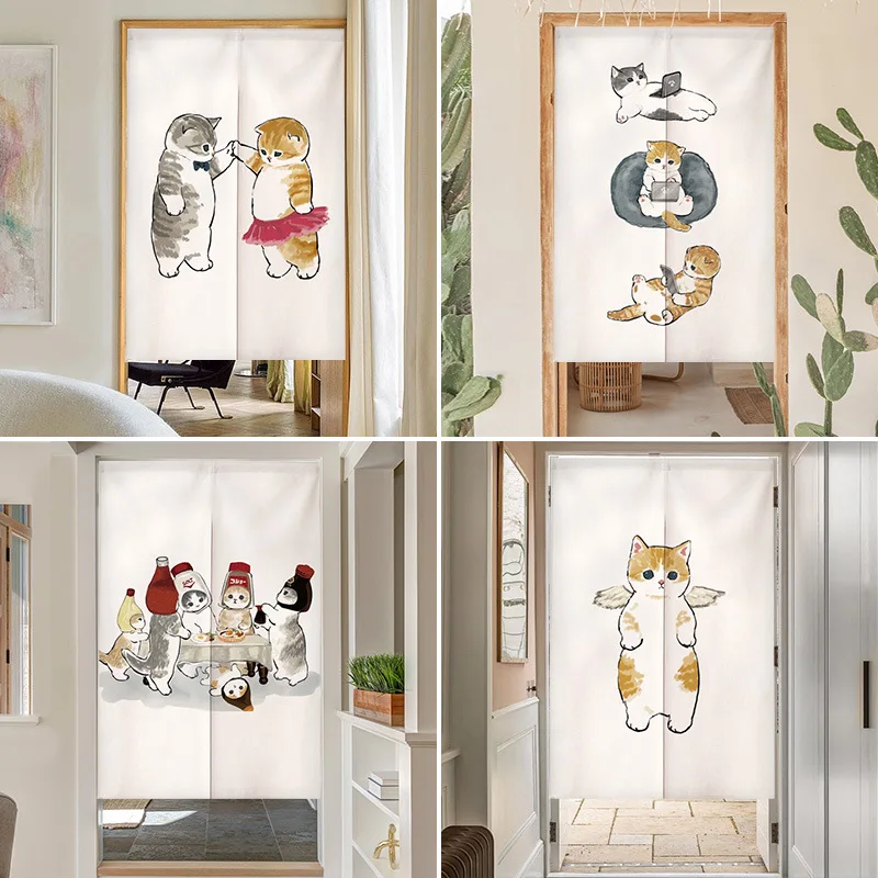 Commercial Kitchen Canopy - Tirai Pintu Jepang Noren Motif Kucing