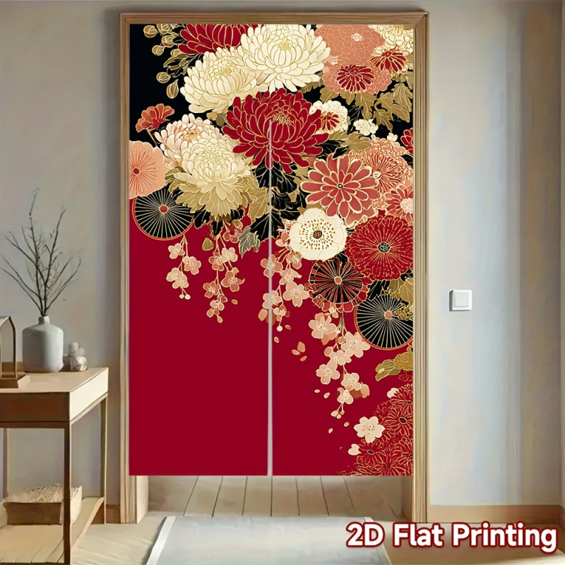 Commercial Kitchen Canopy - Tirai Pintu Jepang Motif Bunga Gulung