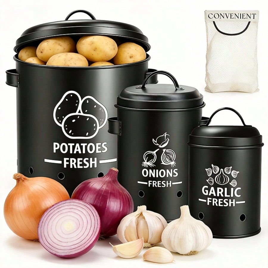 Commercial Kitchen Organization - Set Wadah Penyimpanan Kentang, Bawang, dan