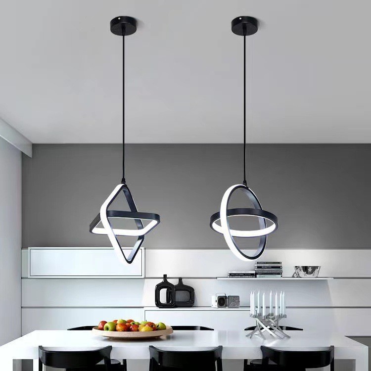 Commercial Kitchen Island - Lampu Gantung LED Modern Hitam Putih