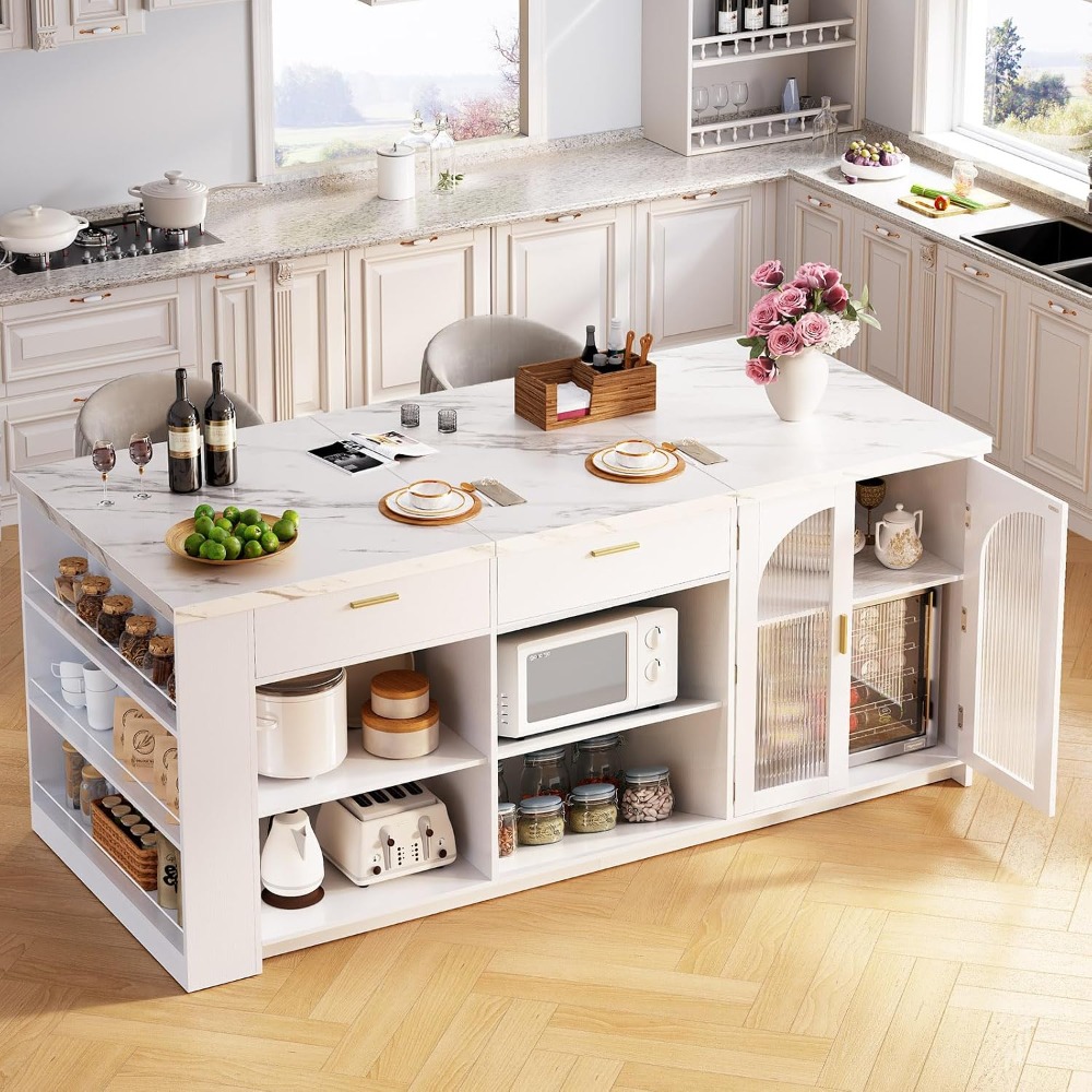 Commercial Kitchen Island - Meja Dapur Besar 71' dengan Penyimpanan,