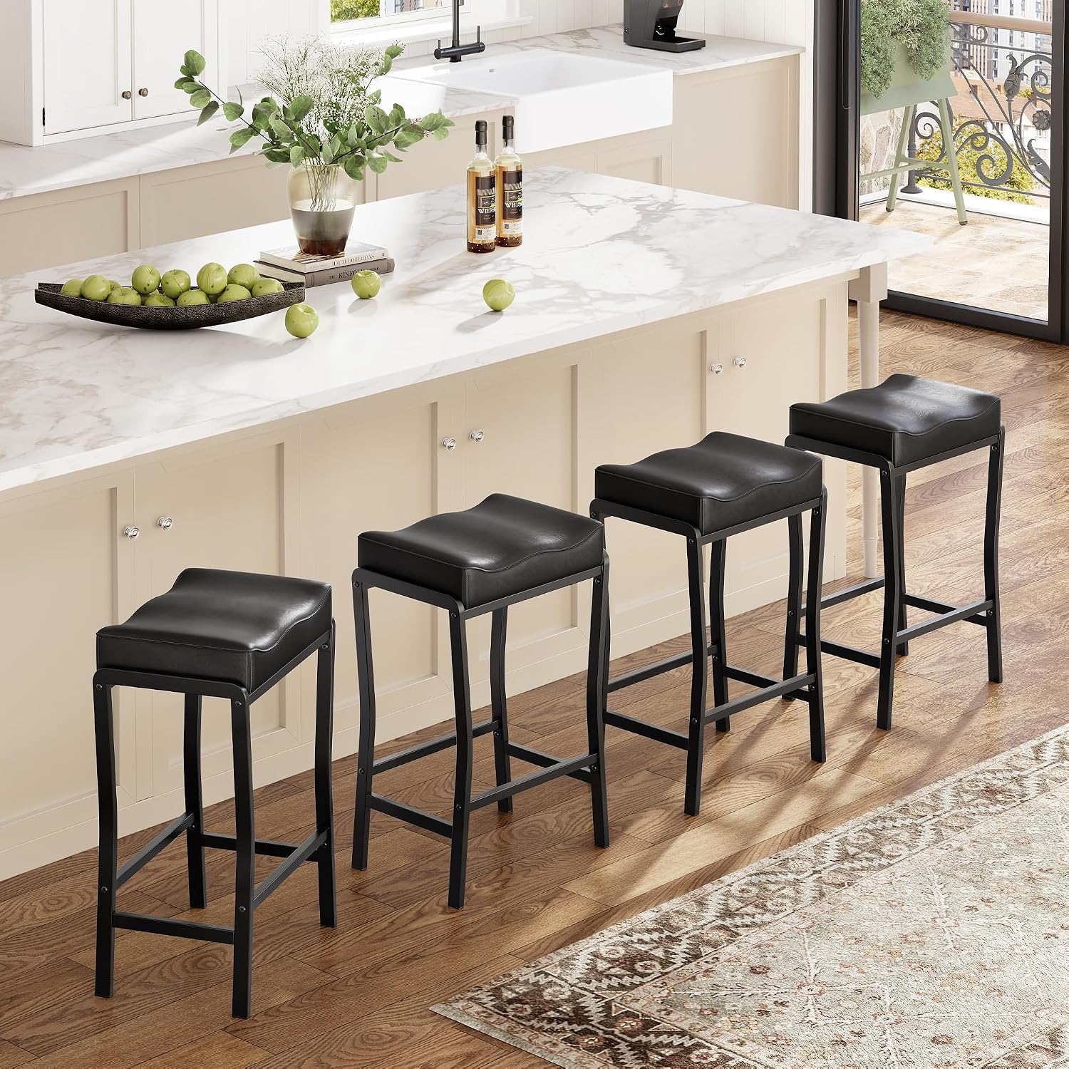 Commercial Kitchen Island - Set Kursi Bar Tinggi dengan Sandaran