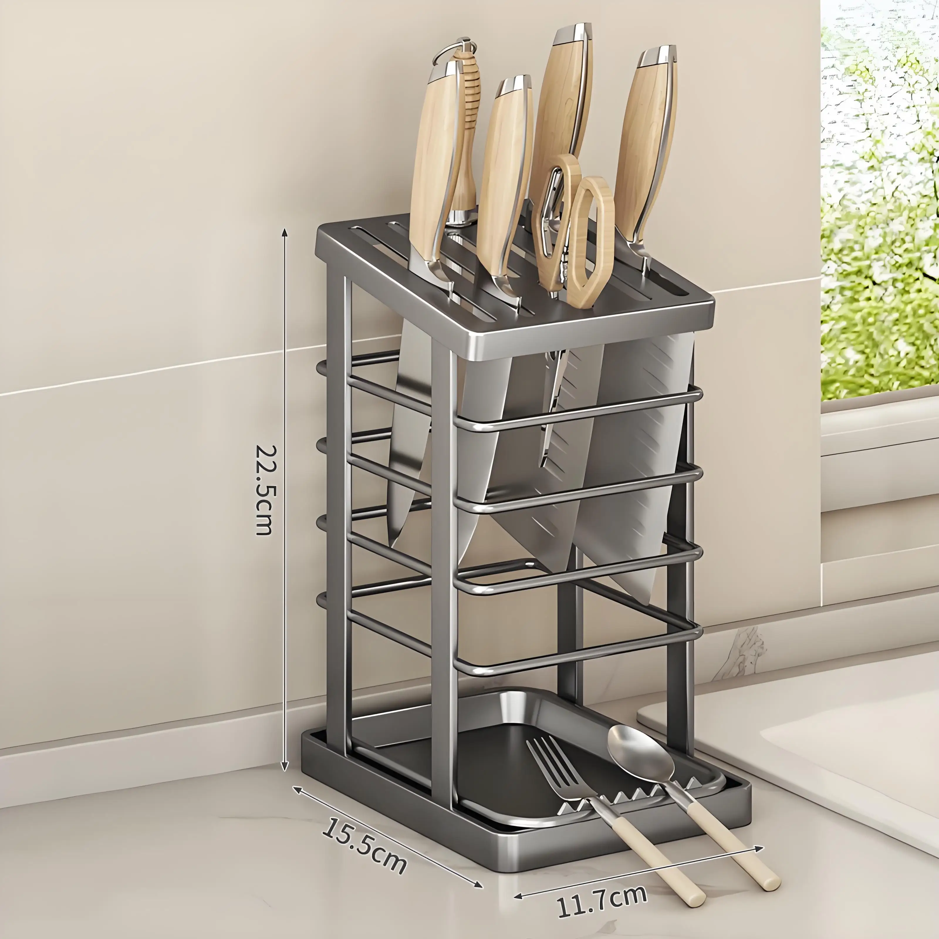 Commercial Kitchen Knife Holder - Tempat Pisau Baja Tahan Karat dengan