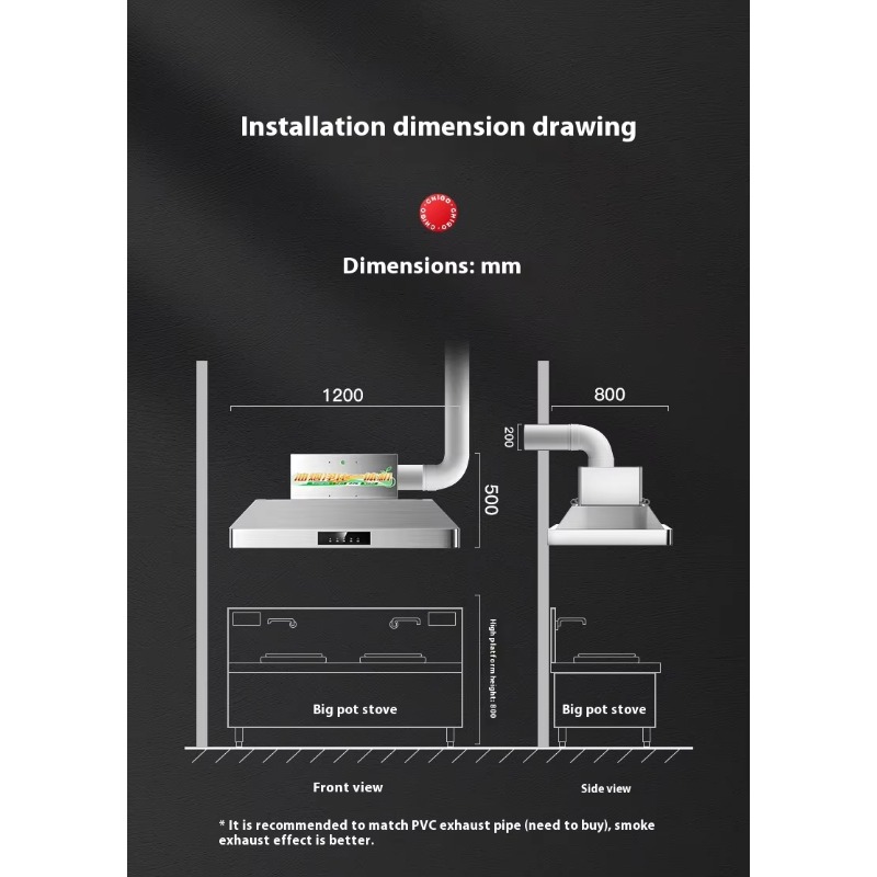 Commercial Kitchen Hood - Hood Dapur Komersial Stainless Steel Central