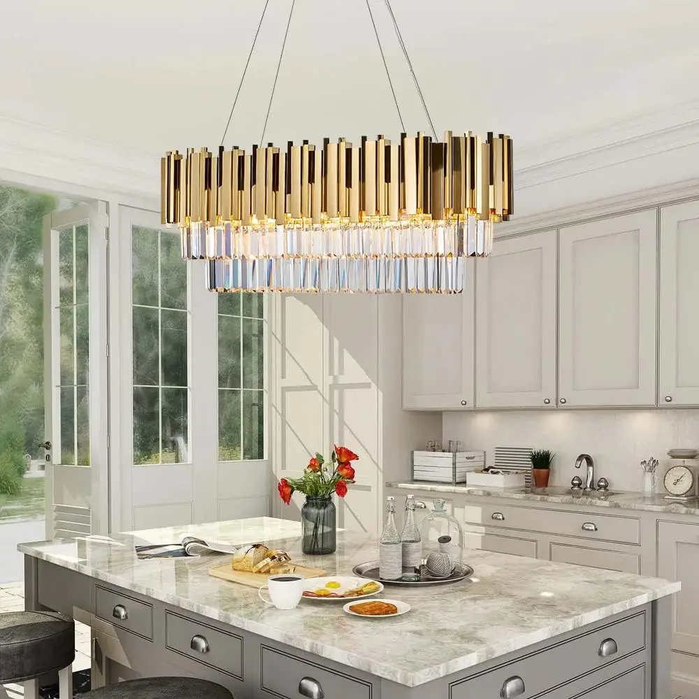 Lampu Gantung Kristal K9 Emas  - Commercial Kitchen Island ulasan dan harga