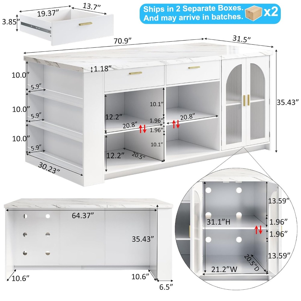 Meja Dapur Besar 71' dengan Pe - Commercial Kitchen Island ulasan dan harga
