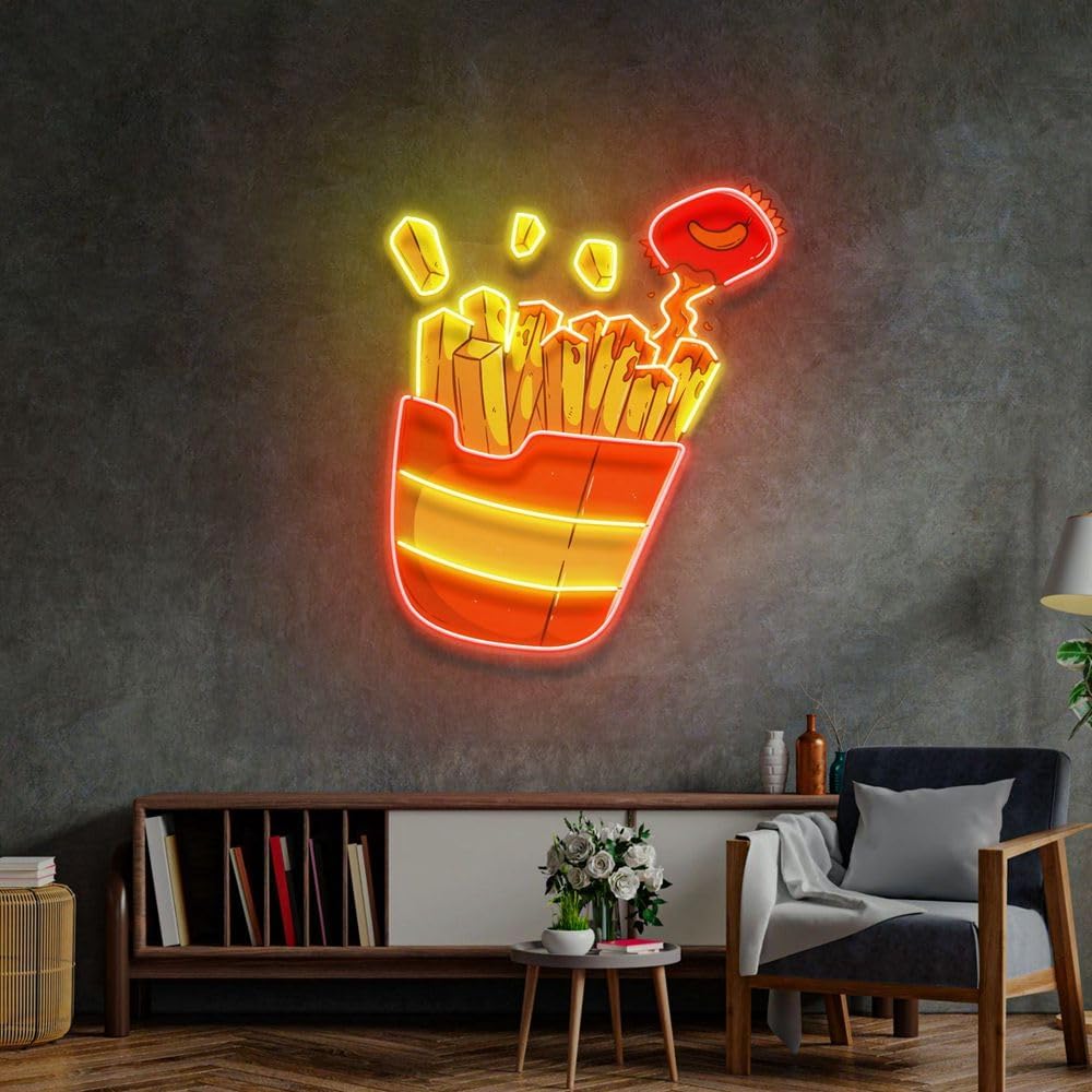 Tanda Neon kentang goreng kust - Commercial Kitchen Walls ulasan dan harga