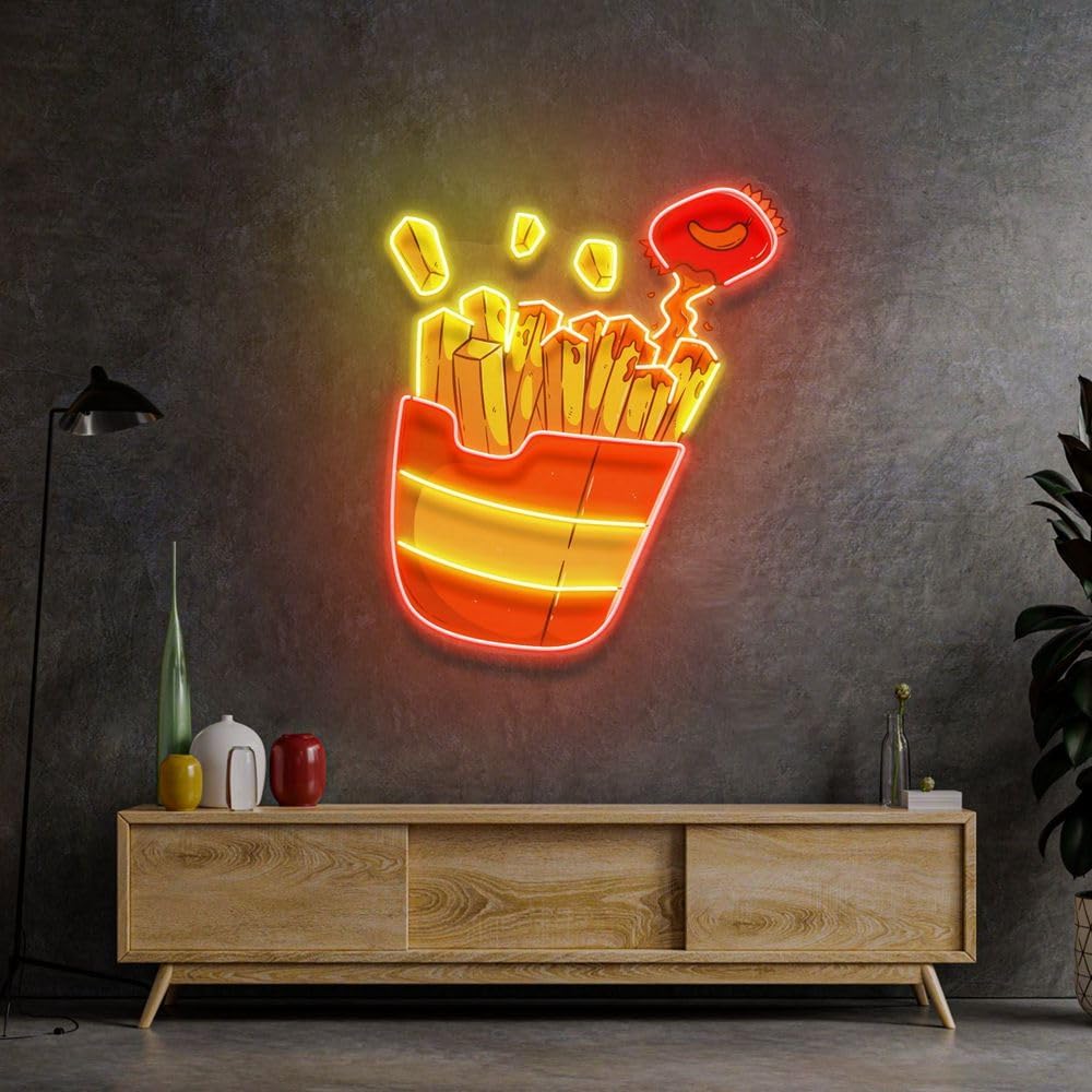 Tanda Neon kentang goreng kust - Commercial Kitchen Walls ulasan dan harga