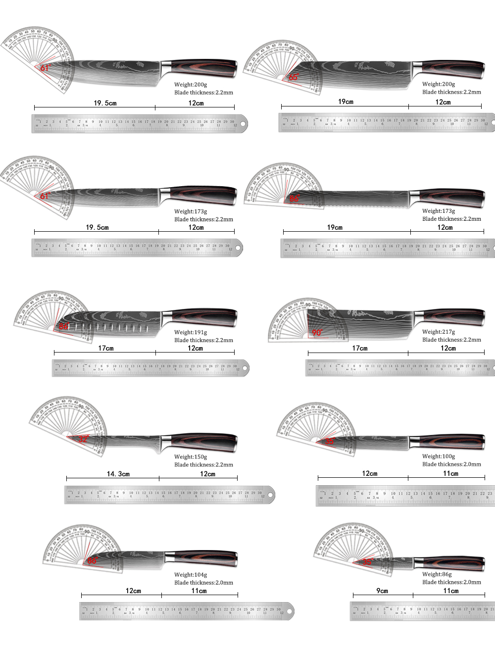 Set pisau koki 1-8 buah, pisau - Commercial Kitchen Knife Holder ulasan dan harga