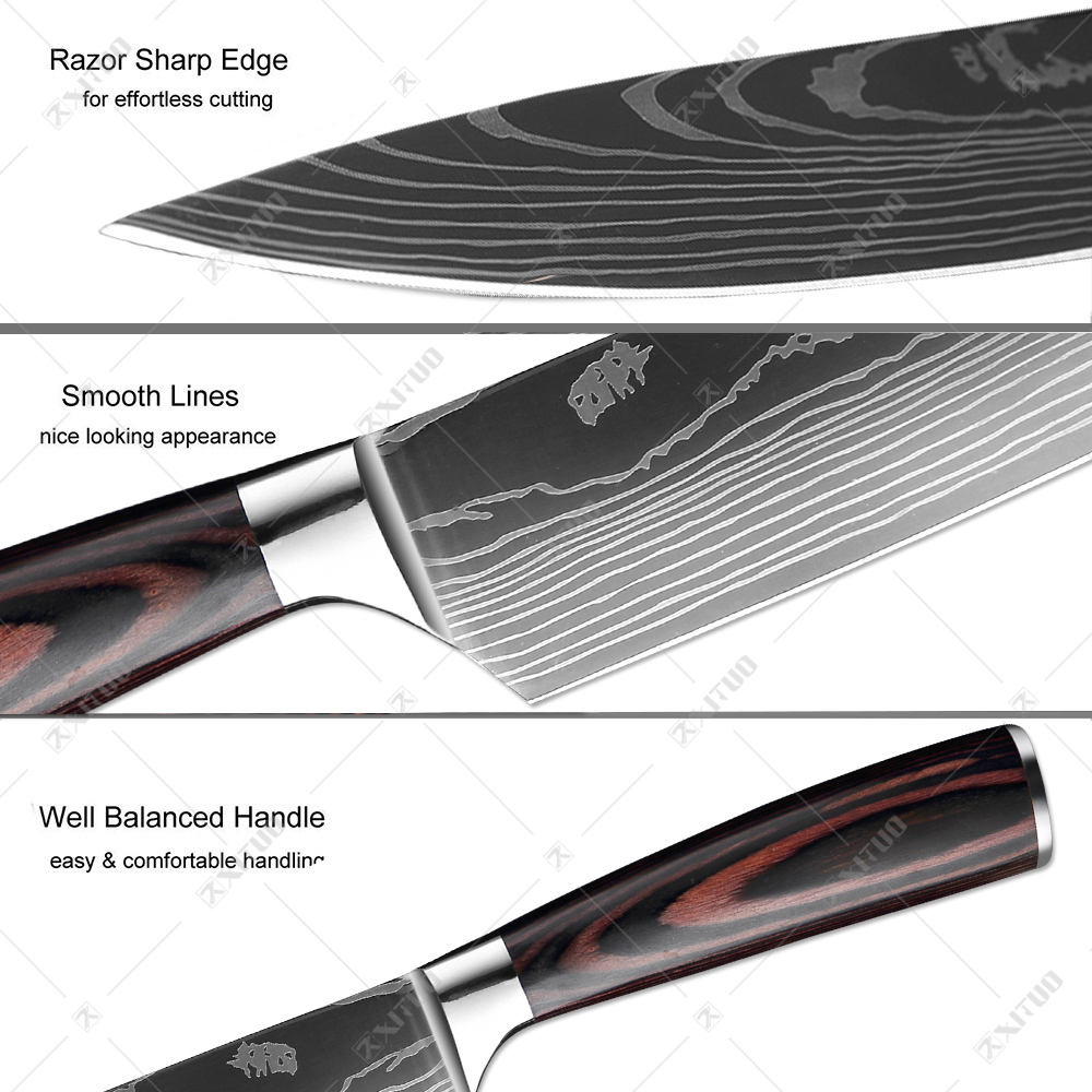 Set pisau koki 1-8 buah, pisau - Commercial Kitchen Knife Holder ulasan dan harga