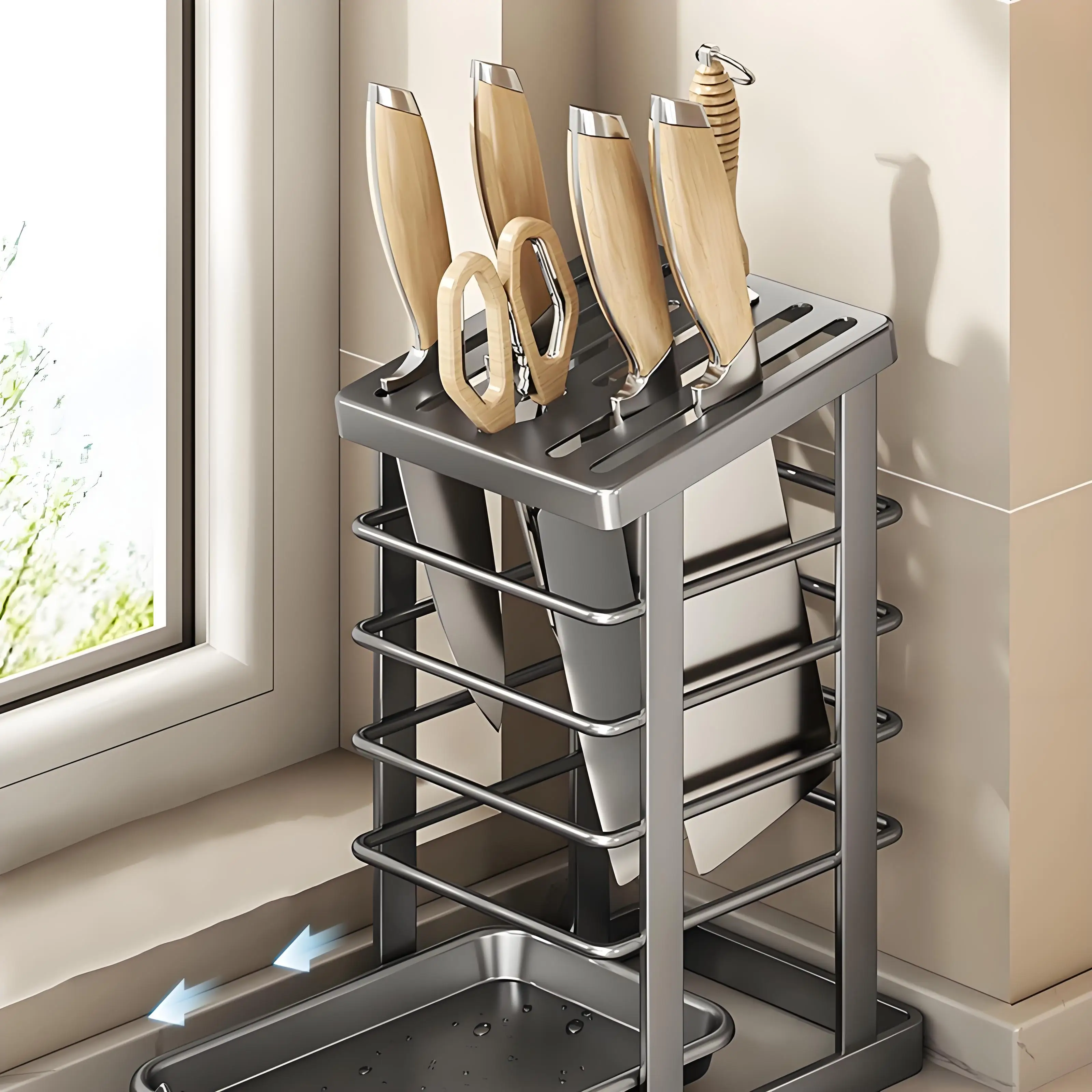 Tempat Pisau Baja Tahan Karat  - Commercial Kitchen Knife Holder ulasan dan harga